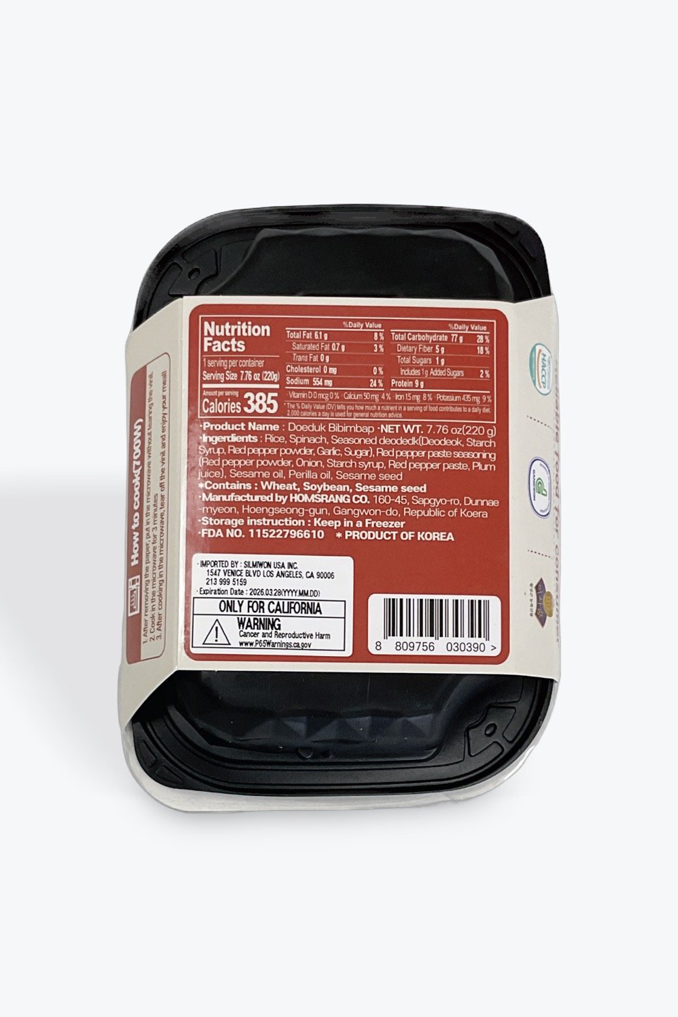 bibimbap with papperpaste.jpg nutrition facts