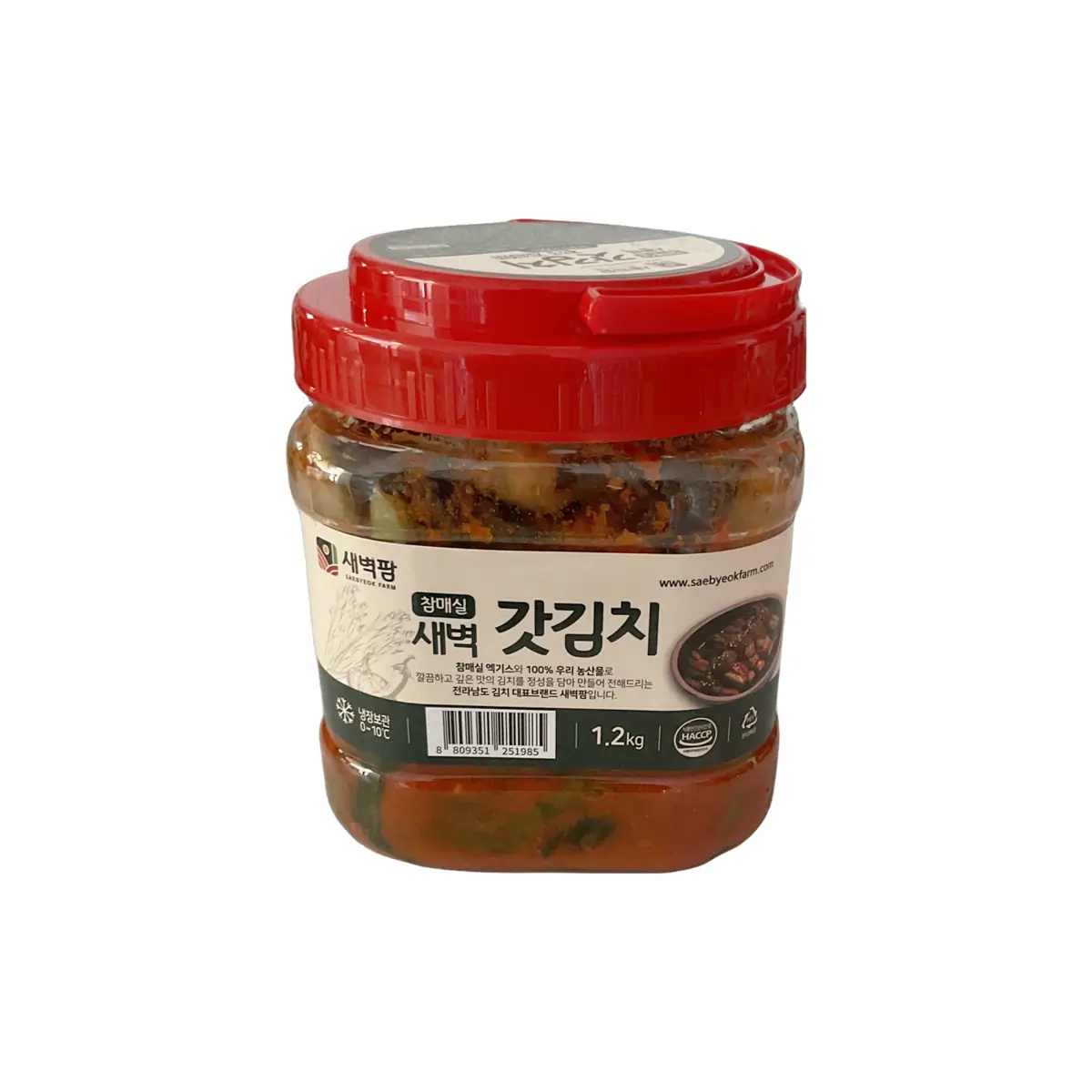 Saebyeok Farm Cham Maesil Mustard Leaf Kimchi – 1.2kg Korean Gat Kimchi